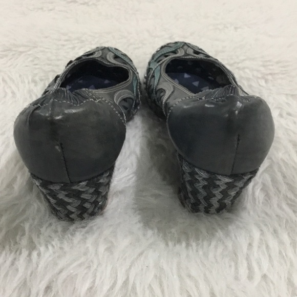 Samoa women’s blue Italian leather slip on platform shoes size 10 - Picture 5 of 8